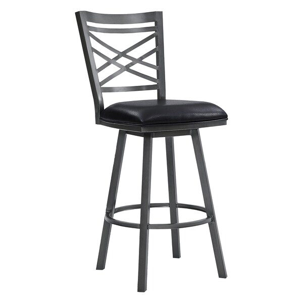 Armen Living Fargo 30" Counter Height Metal Barstool in Mineral Finish with Black Faux Leather LCFA30BAMFBL - main